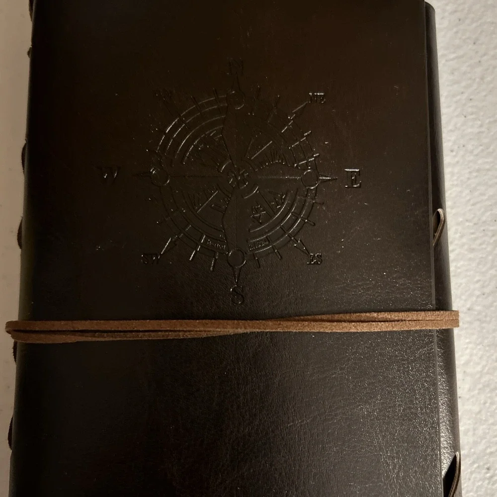 Embossed Faux Leather Journal Brown Unlined Recycled Paper Nautical Compass 5x7